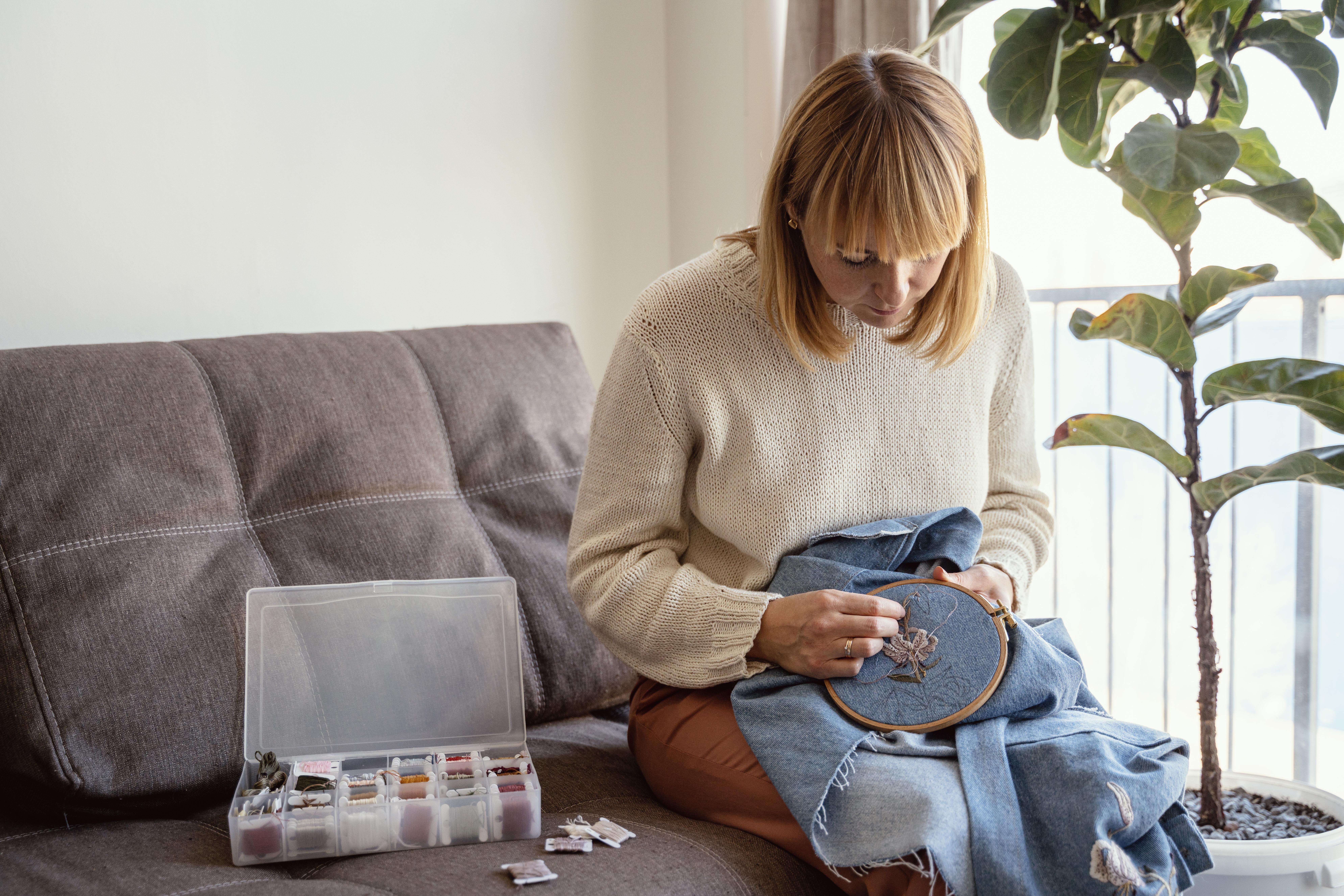 Cozy cross stitch workspace
